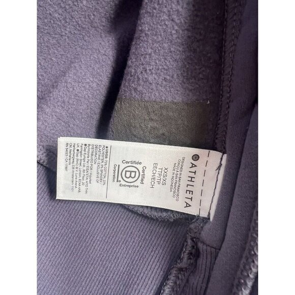 Athleta Tie Waist Cozy Cotton Cardigan XXS/XS Purple Open Front Wrap Sweater NWT - Picture 6 of 8